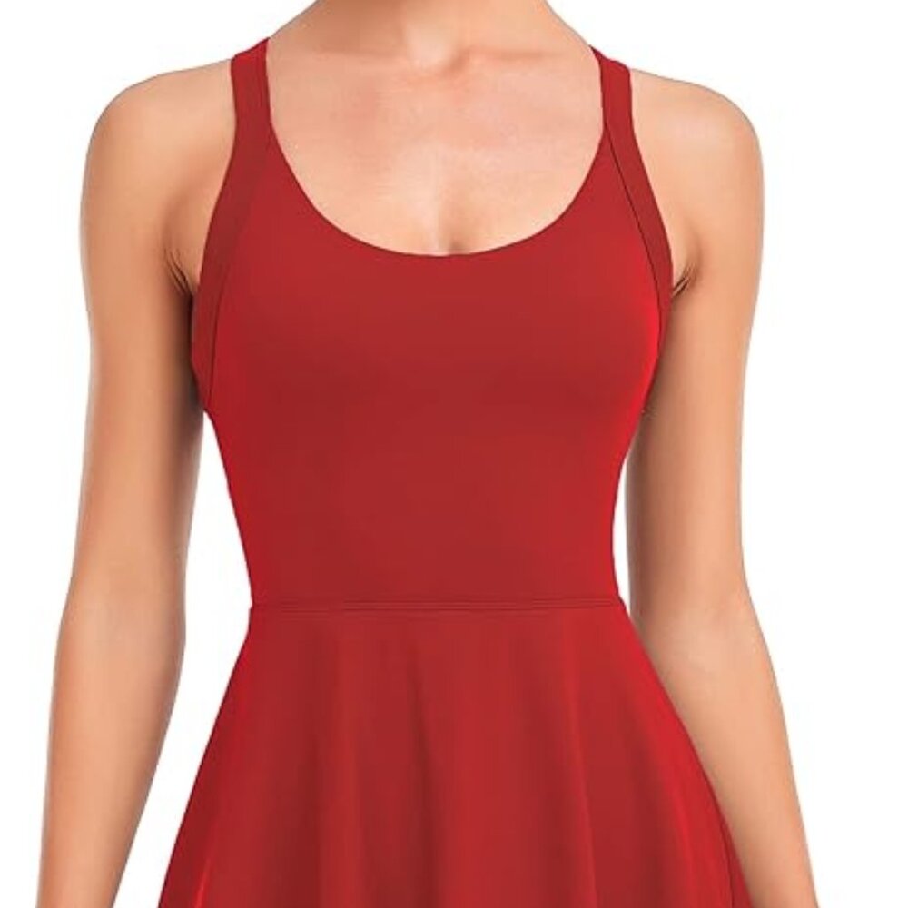 Womens Tennis Workout Dress with Built in Shorts and Bra - Golf Athletic Dress